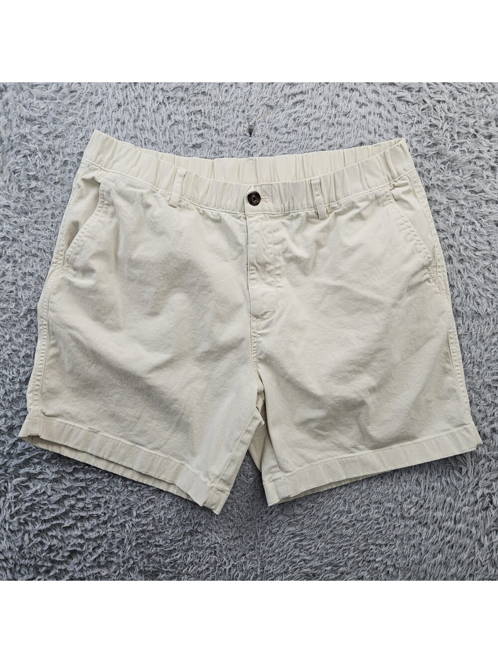 BEARBOTTOM Chino Shorts Men XL 7" Cream / Ivory Cotton Stretch